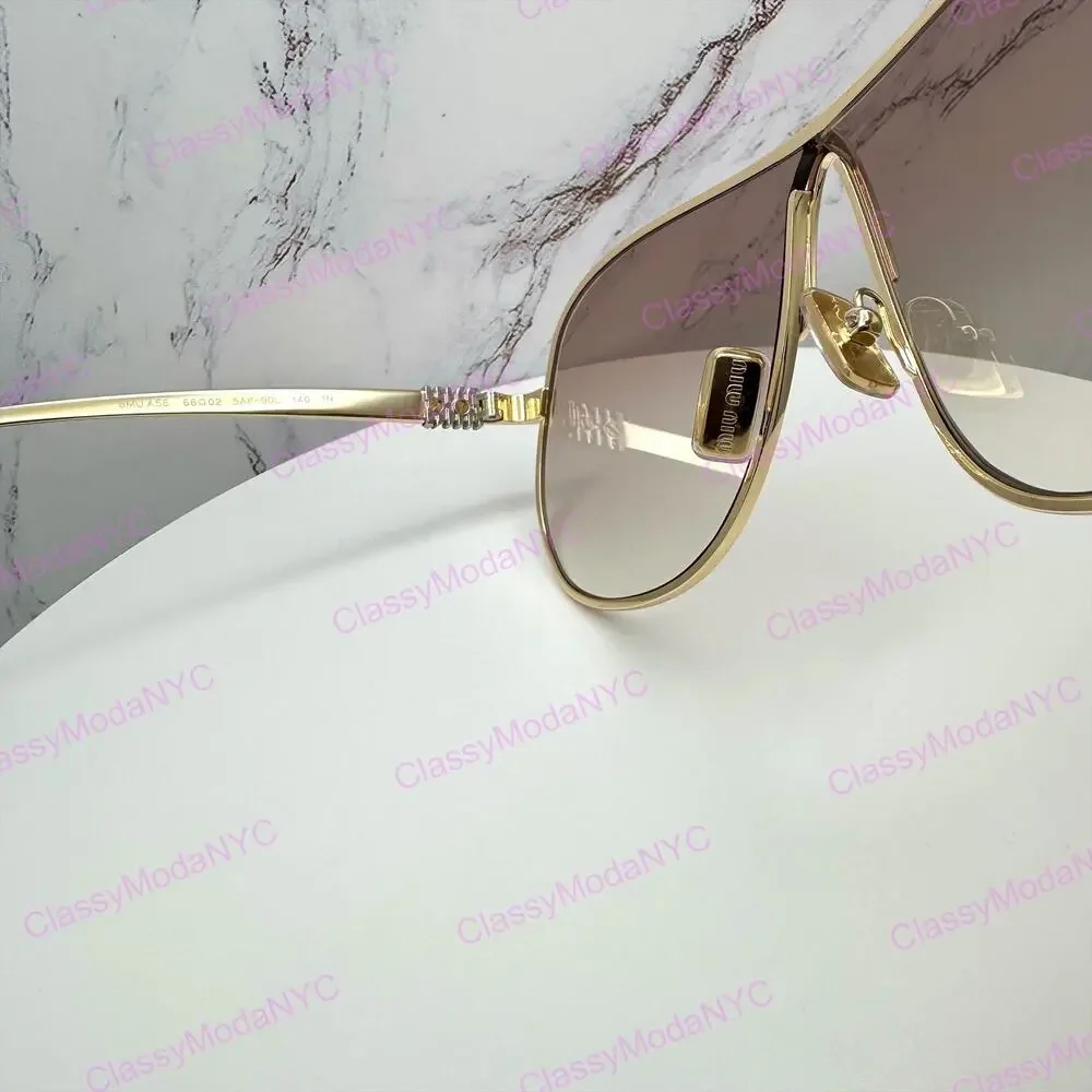 New MIU MIU Sunglasses Seen on Bad Bunny MUA56S 5AK90L Gold Metal Aviator